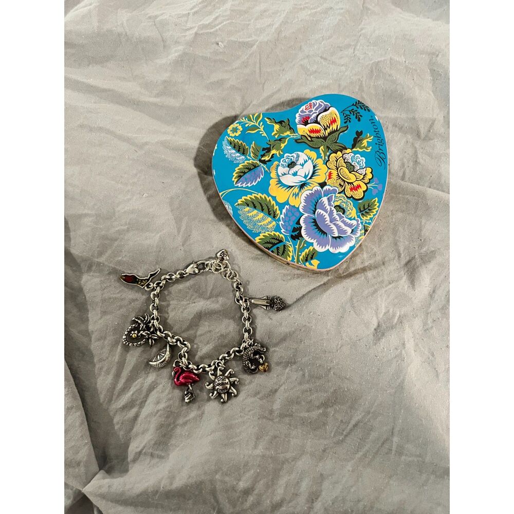 Retired Brighton Florida Charm Bracelet With Heart Tin